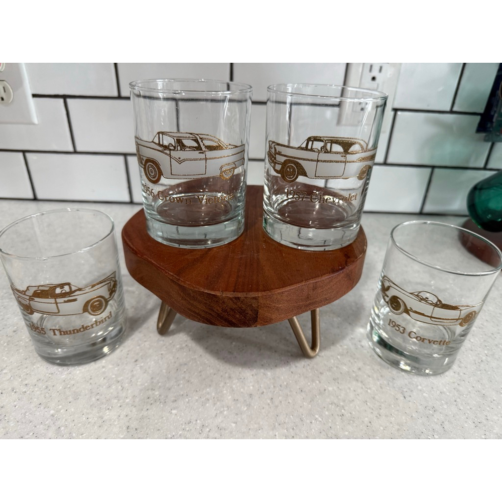 Classic Car Lowball Glasses Barware